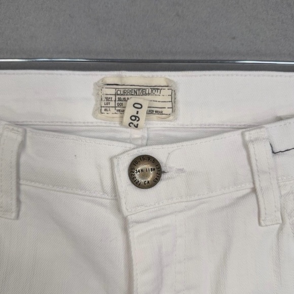 Current Elliott Jeans Womens 29 White The Flip Flop Mid Rise Flare Frayed Hem - Picture 4 of 13